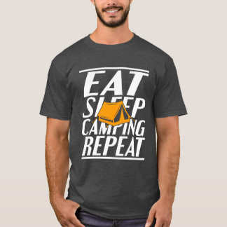 äta sova camping pojke t shirt