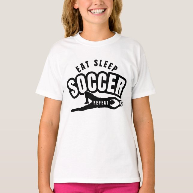 äta sova fotboll upprepa  t shirt (Framsida)