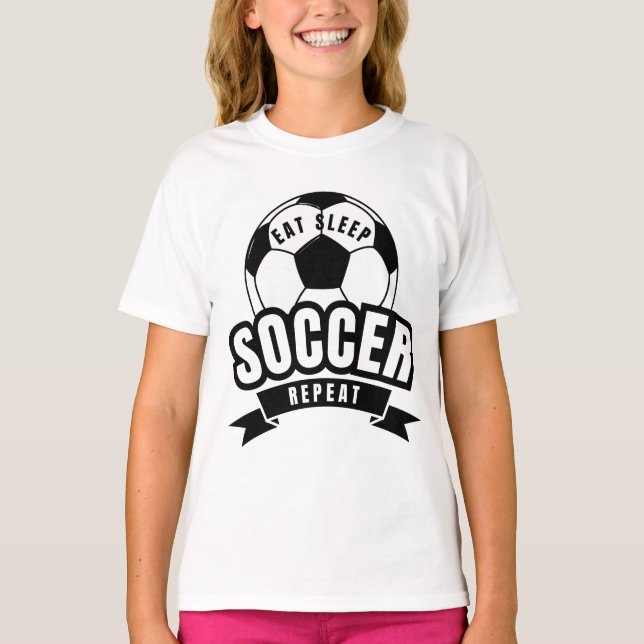 äta sova fotboll upprepa  t shirt (Framsida)