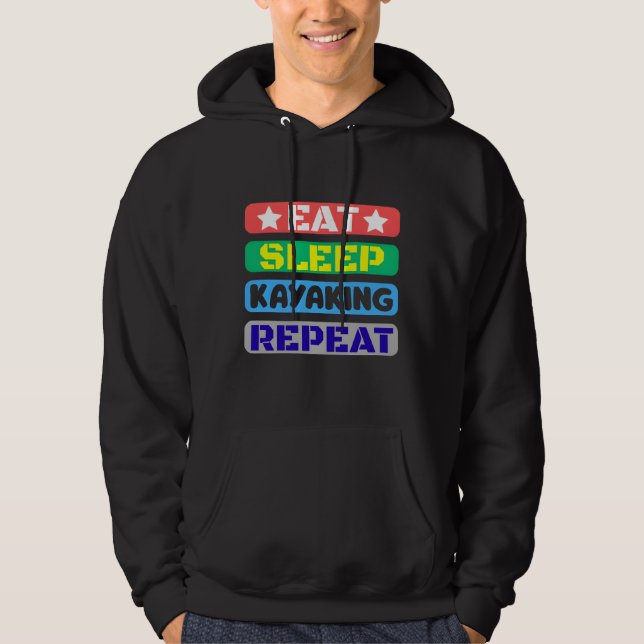 äta sova kajakåkning upprepa hoodie (Framsida)