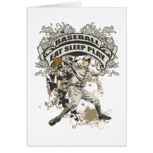Äta, sova, leka baseball hälsningskort