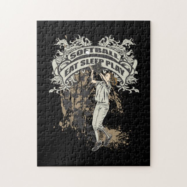 Äta, sova, leka softballet pussel (Vertikal)