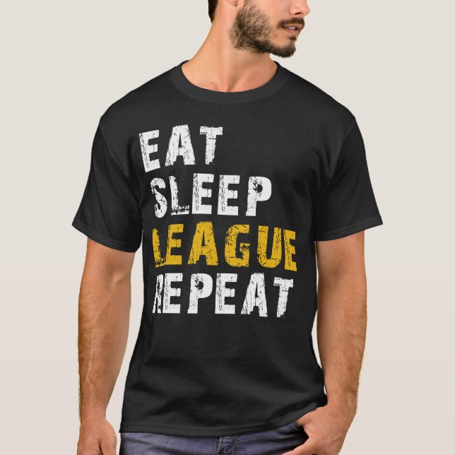 äta sova liga t shirt (Framsida)