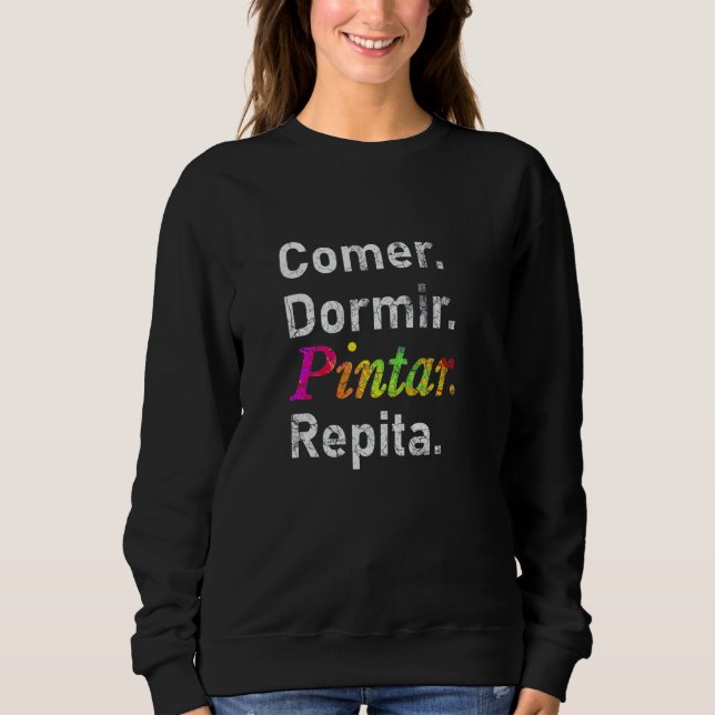 Äta Sova Måla Upprepa Spanska T Shirt (Framsida)