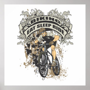 Äta, sova, rida att cykla poster