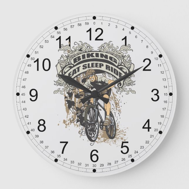 Äta, sova, rida att cykla stor klocka (Framsida)