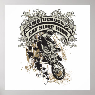 Äta, sova, rida motocrossen poster
