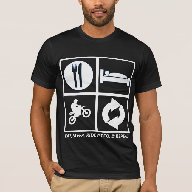 ÄTA, SOVA, RITTEN MOTO OCH REPETITION T SHIRT (Framsida)