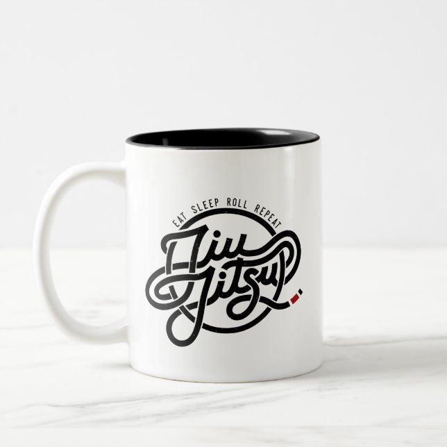 Äta, sova, rulla, den TwoTone muggen för Två-Tonad Mugg (Vänster)