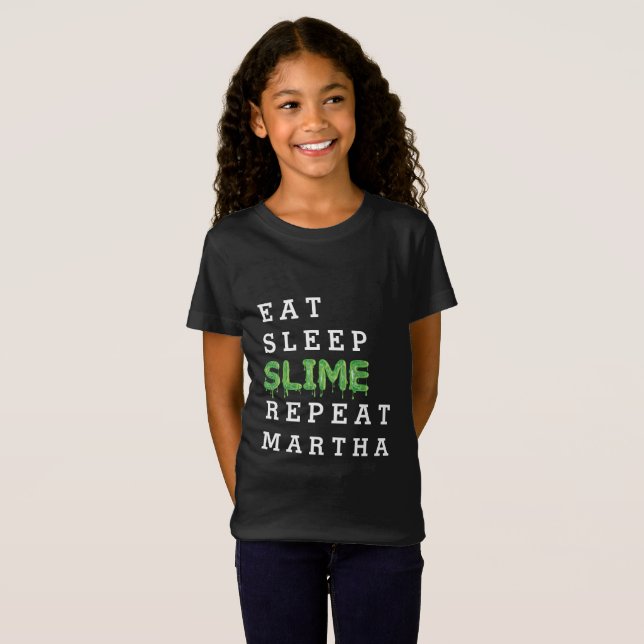 äta, sova, slime, geggig repetition t shirt (Hel framsida)