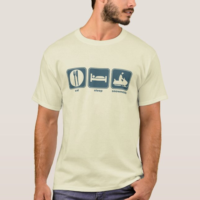 äta, sova, snowmobile tee (Framsida)