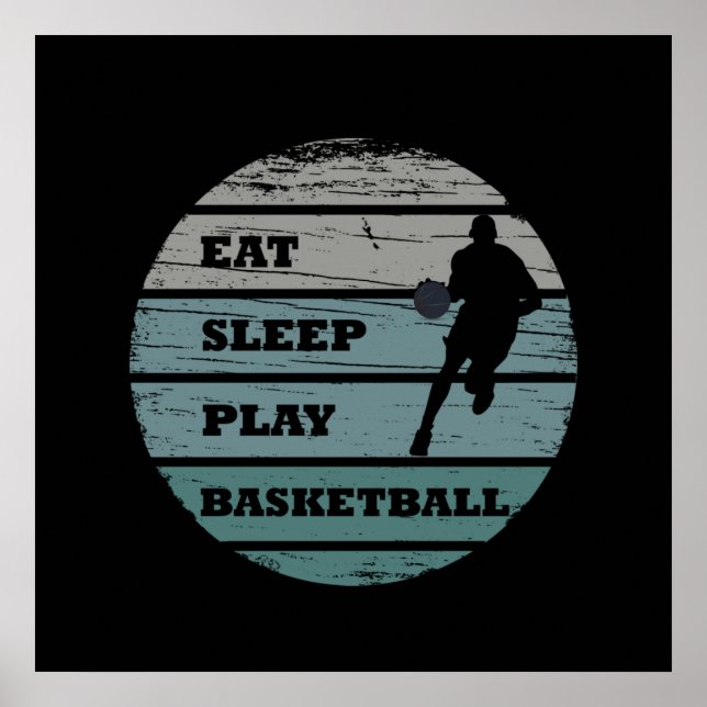 äta sova spela basket poster (Framsidan)
