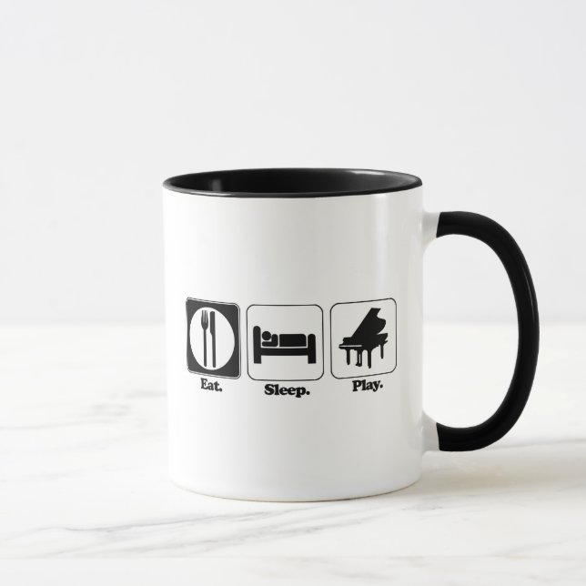 äta sova spela piano mugg (Höger)