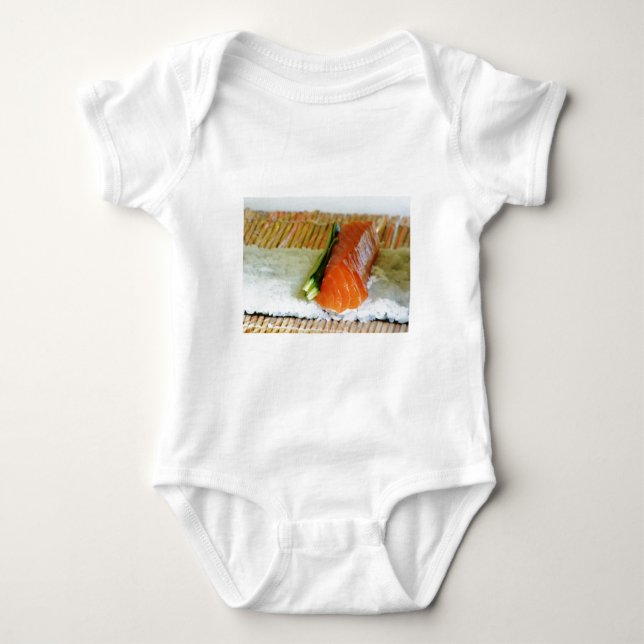 Äta Sushi Mat Hälsa Ris Sesam Lax Fisk T Shirt (Framsida)