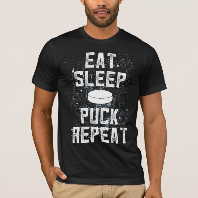 ÄTA t-skjortan för ishockey för SÖMNPUCKrepetition Tee Shirt (Framsida)