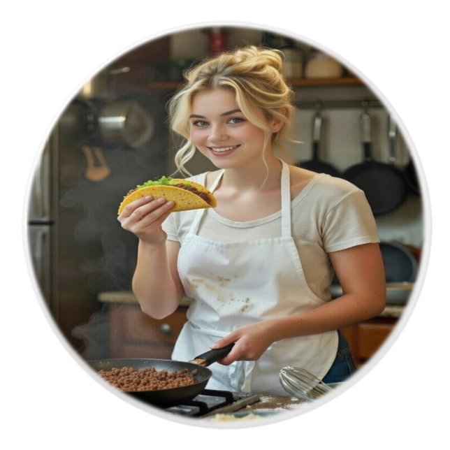 Äta Tacos Foto Anpassa Knopp (Framsidan)