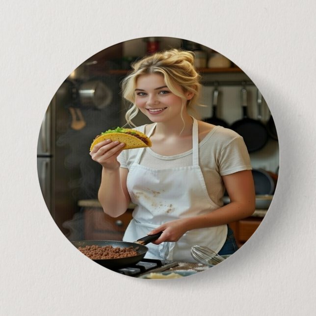 Äta Tacos Foto Personalisera Anpassa Knapp (Framsida)