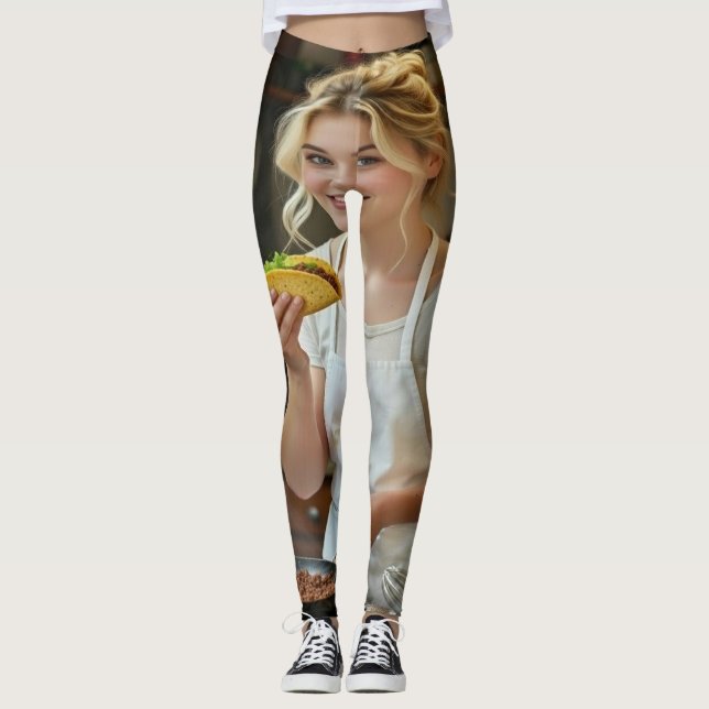 Äta Tacos Foto Personalisera Anpassa Leggings (Framsida)