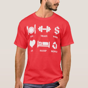 Äta, utbilda, fungera, älska, sova, repetition tee shirt
