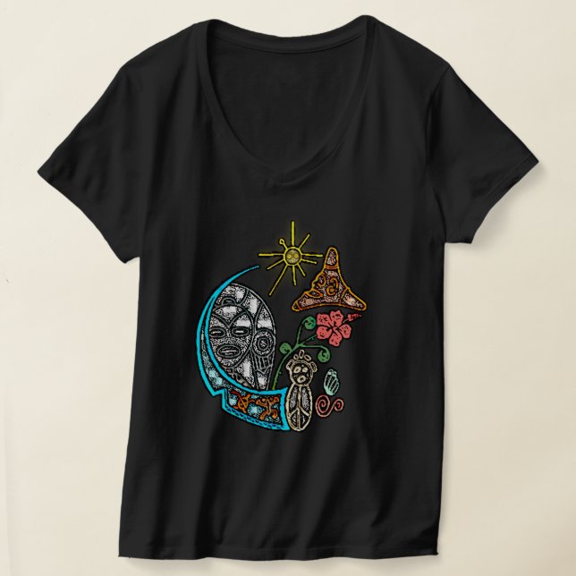 Atabey Taino Goddess ursprungssymboler V-nacke T Shirt (Laydown)