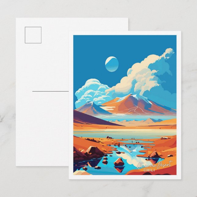 Atacama Desert Chili Travel Vintage illustration Vykort (Fram/baksida)