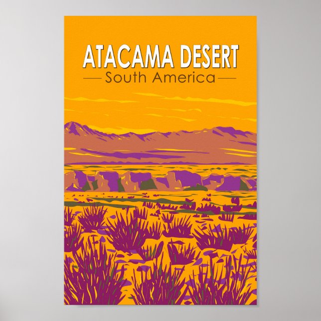 Atacama Desert Sunset South America Travel Vintage Poster (Framsidan)