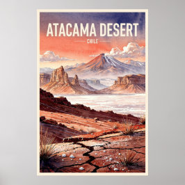 Atacamaöknen Chile Vintage Resa Poster