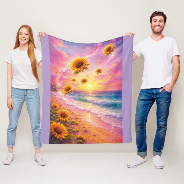Atardecer de Paz Infinita: Girasoles Mágicos  Fleecefilt (På plats)