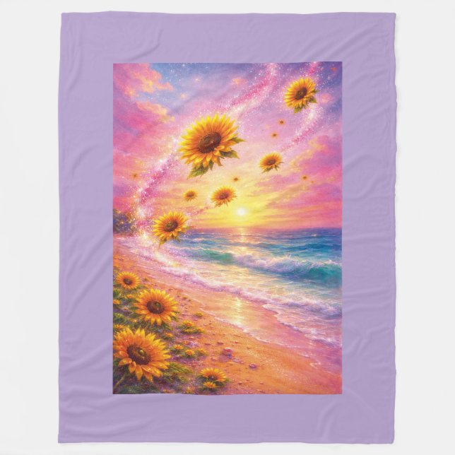 Atardecer de Paz Infinita: Girasoles Mágicos  Fleecefilt (Framsidan)