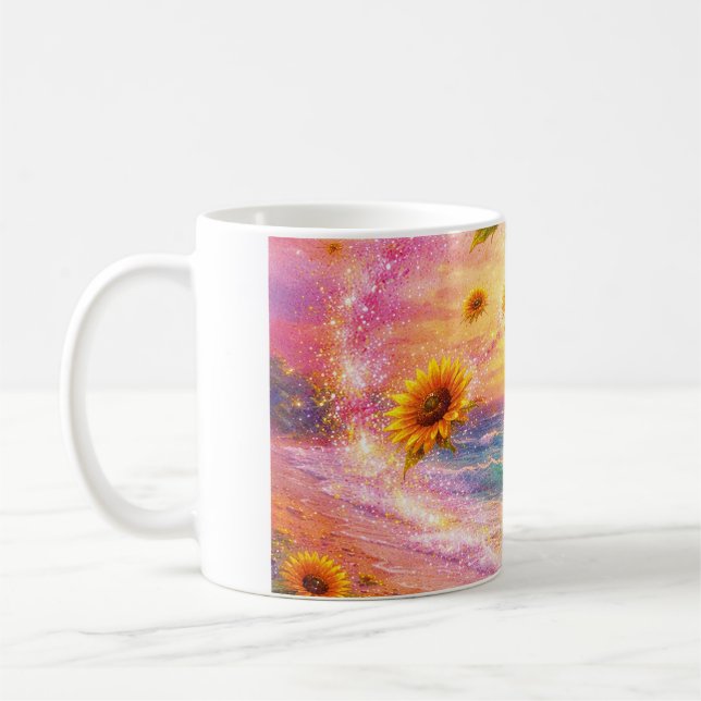 Atardecer de Paz Infinita: Girasoles Mágicos  Kaffemugg (Vänster)