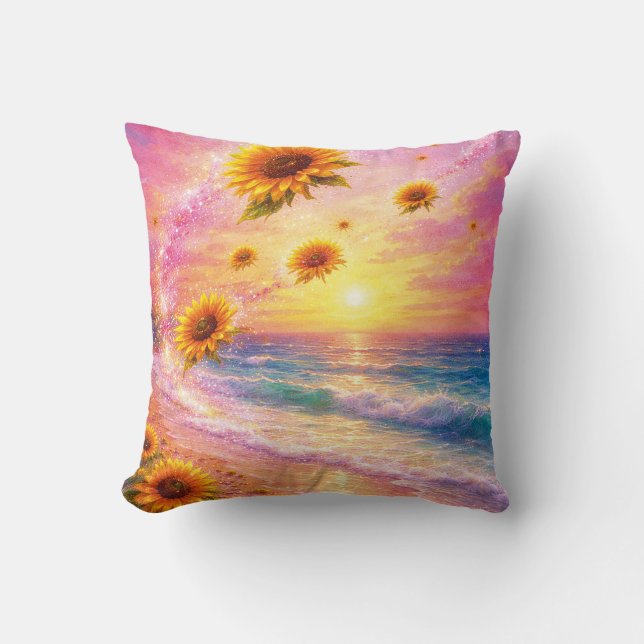 Atardecer de Paz Infinita: Girasoles Mágicos  Kudde (Framsida)