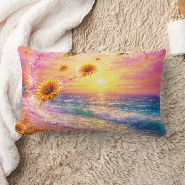 Atardecer de Paz Infinita: Girasoles Mágicos  Lumbarkudde (Filt)