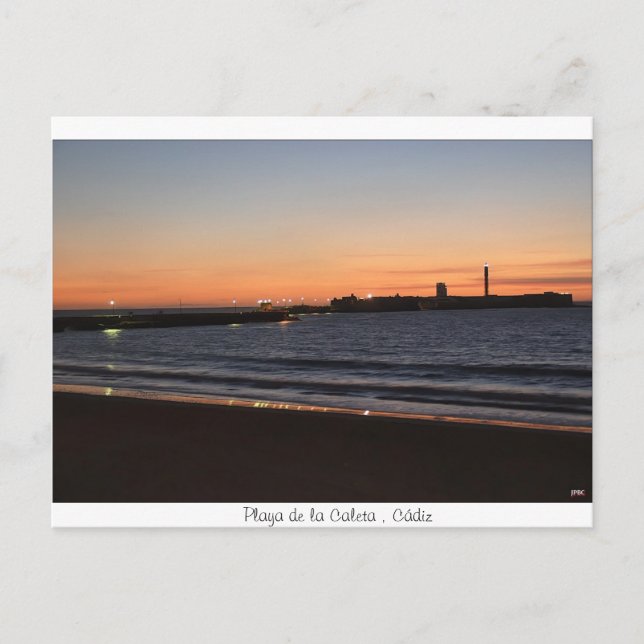 Atardecer en la play de la Caleta, Cádiz Vykort (Framsida)