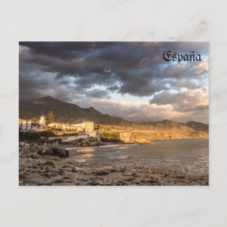 atardecer en la play de Nerja en Málaga Vykort