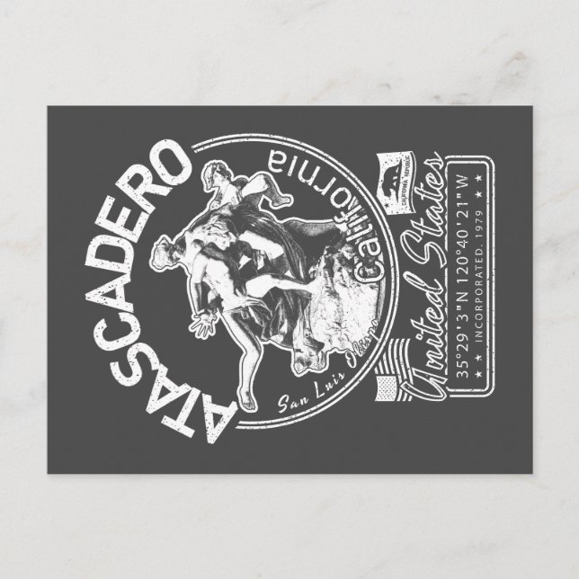 ATASCADERO CALIFORNIA - SUNKEN GARDENS VYKORT (Framsida)