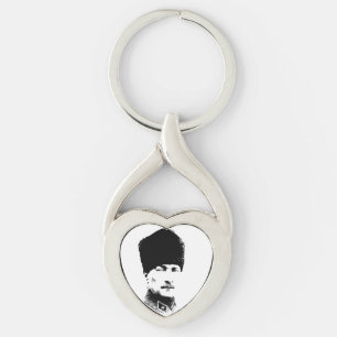 Ataturk Twisted Heart Silverfärgad Nyckelring