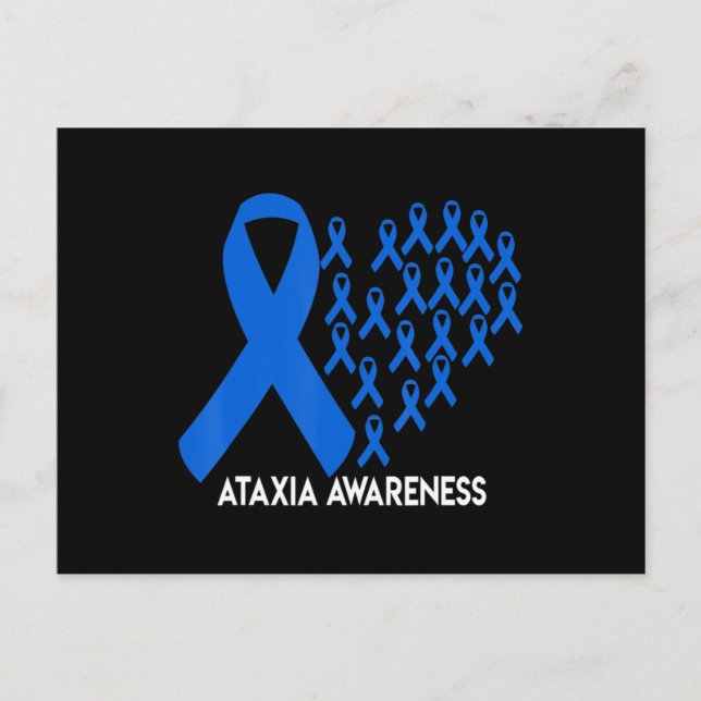 Ataxi Awareness blue ribbon Gift T-Shirt31 Vykort (Framsida)