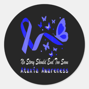 Ataxi Awareness Butterfly Support T-Shirt75 Runt Klistermärke