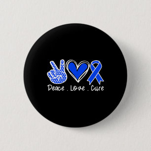 Ataxi Awareness Month Blue Ribbon Peace Kärlek Cur Knapp