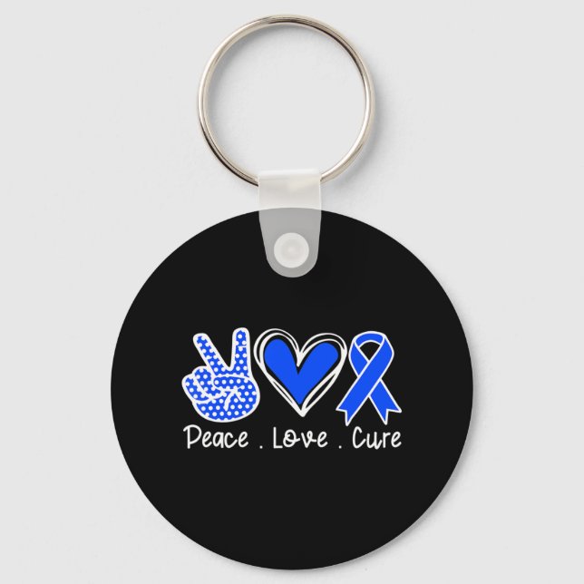 Ataxi Awareness Month Blue Ribbon Peace Kärlek Cur Nyckelring (Framsida)