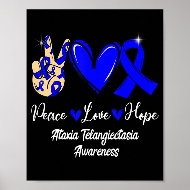 Ataxi Telangiectasia Awareness Peace Kärlek Hope B Poster (Framsidan)