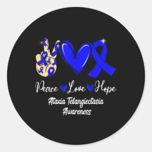 Ataxi Telangiectasia Awareness Peace Kärlek Hope B Runt Klistermärke