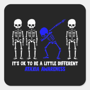 Ataxi Warrior Blue Ribbon Awareness disease hallo Fyrkantigt Klistermärke