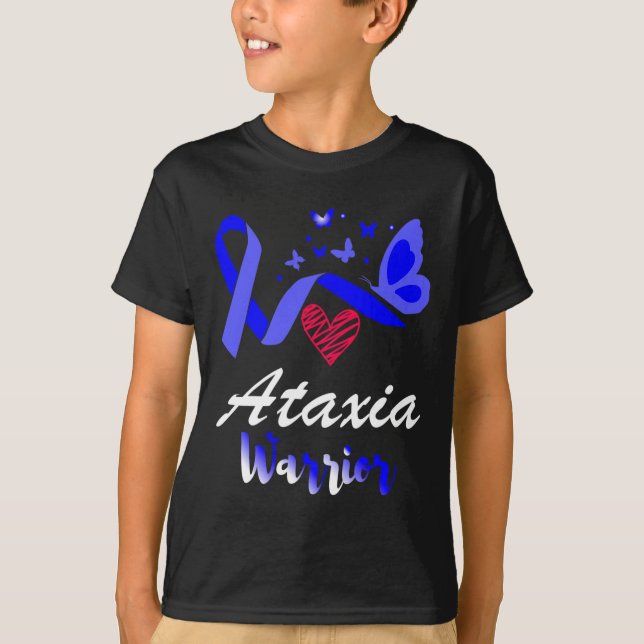 Ataxi Warrior Butterfly Awareness Support T Shirt (Framsida)