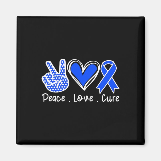 Ataxia Awareness Month Blue Ribbon Peace Love Cure Magnet (Framsidan)
