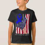 Ataxia Telangiectasia Awareness American Flag Blue T Shirt<br><div class="desc">Ataxia Telangiectasia Awareness American Flag Blue Ribbon</div>