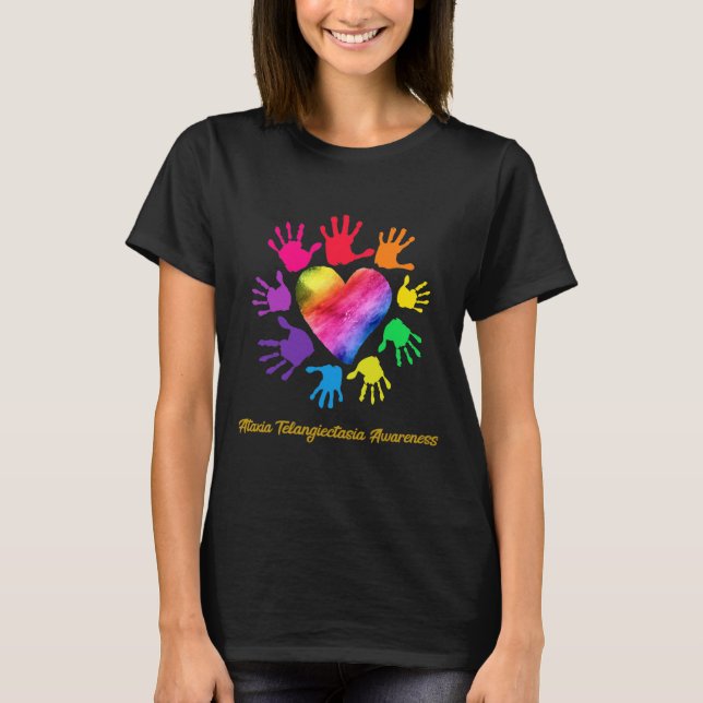 Ataxia Telangiectasia Awareness Hands Ataxia Telan T Shirt (Framsida)