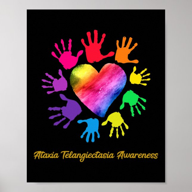 Ataxia Telangiectasia Medvetenhet Händer Ataxia Te Poster (Framsidan)