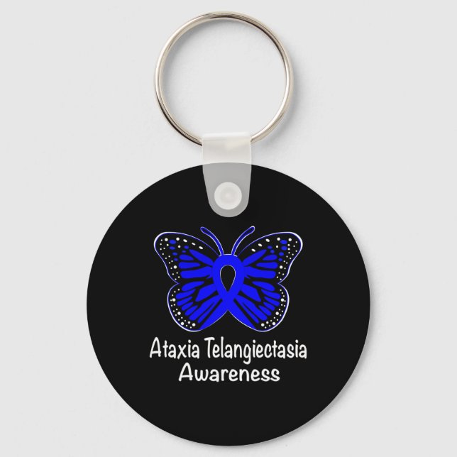 Ataxia Telangiectasia Medvetenhet Warrior Stöd Blå Nyckelring (Framsida)