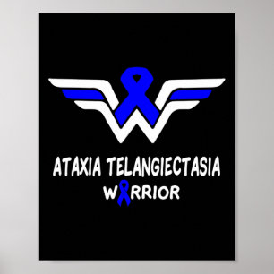 Ataxia Telangiectasia Medvetenhet Warrior Stöd Blå Poster
